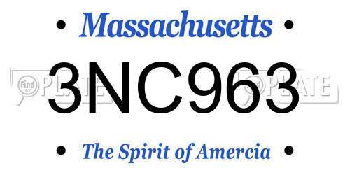 3NC963 Massachusetts License Plate