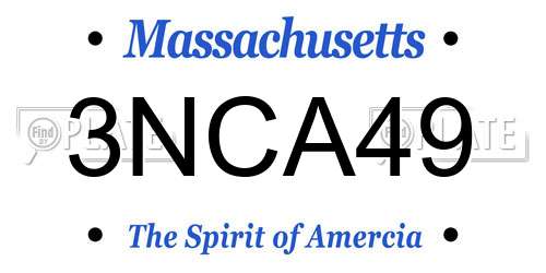 3NCA49 Massachusetts License Plate