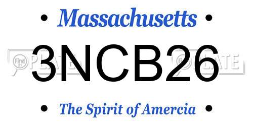 3NCB26 Massachusetts License Plate