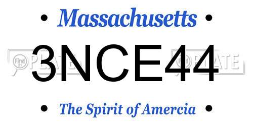 3NCE44 Massachusetts License Plate
