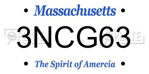 3NCG63 Massachusetts License Plate