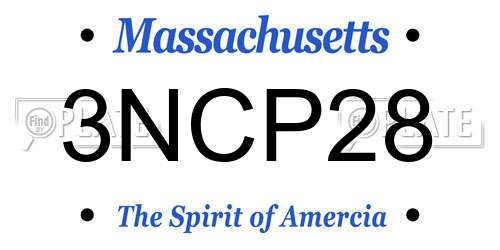 3NCP28 Massachusetts License Plate