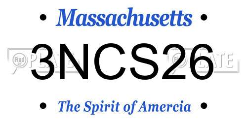 3NCS26 Massachusetts License Plate