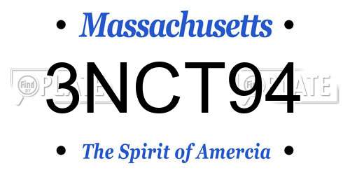 3NCT94 Massachusetts License Plate