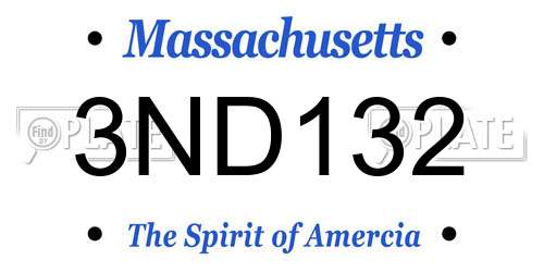 3ND132 Massachusetts License Plate