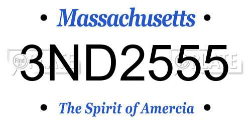 3ND2555 Massachusetts License Plate