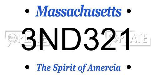 3ND321 Massachusetts License Plate