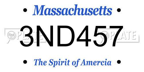 3ND457 Massachusetts License Plate