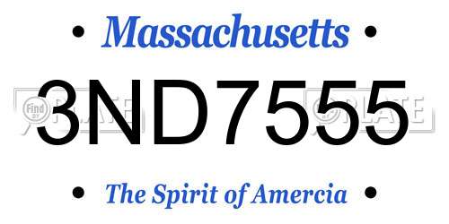 3ND7555 Massachusetts License Plate