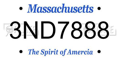 3ND7888 Massachusetts License Plate