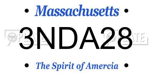 3NDA28 Massachusetts License Plate