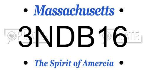 3NDB16 Massachusetts License Plate