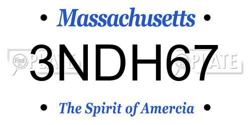 3NDH67 Massachusetts License Plate