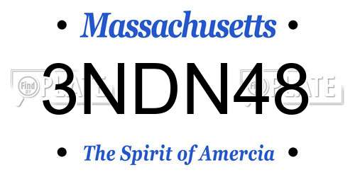 3NDN48 Massachusetts License Plate