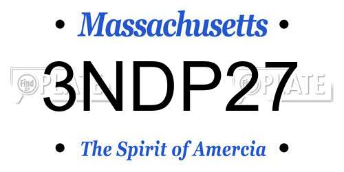 3NDP27 Massachusetts License Plate