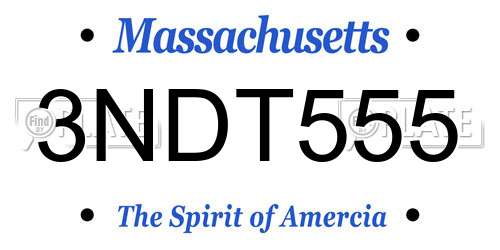 3NDT555 Massachusetts License Plate