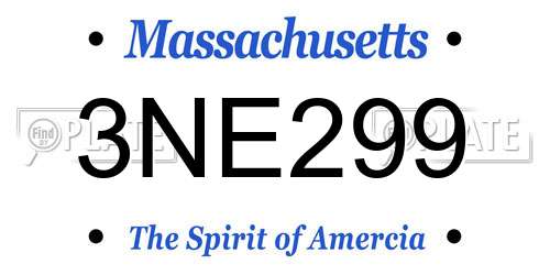 3NE299 Massachusetts License Plate