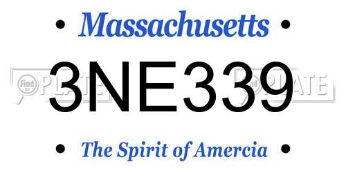 3NE339 Massachusetts License Plate