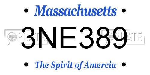 3NE389 Massachusetts License Plate