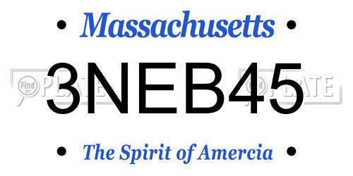 3NEB45 Massachusetts License Plate