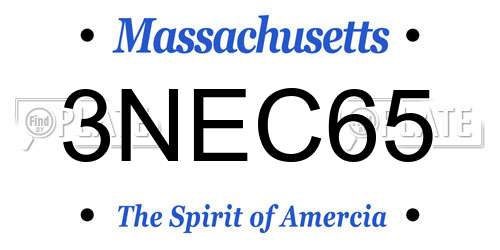 3NEC65 Massachusetts License Plate