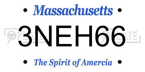 3NEH66 Massachusetts License Plate