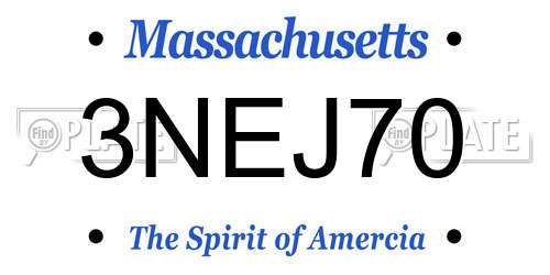 3NEJ70 Massachusetts License Plate
