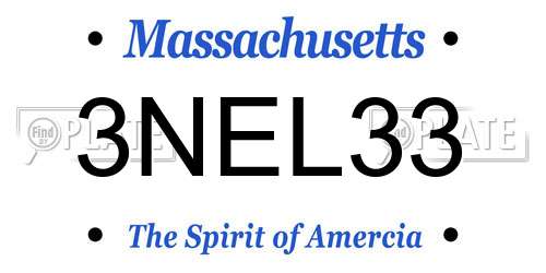 3NEL33 Massachusetts License Plate