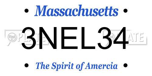 3NEL34 Massachusetts License Plate