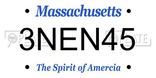3NEN45 Massachusetts License Plate