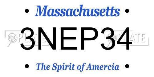 3NEP34 Massachusetts License Plate