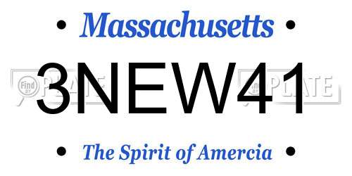 3NEW41 Massachusetts License Plate
