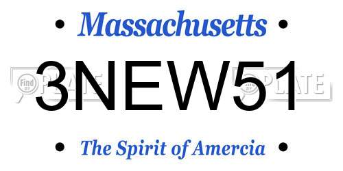 3NEW51 Massachusetts License Plate