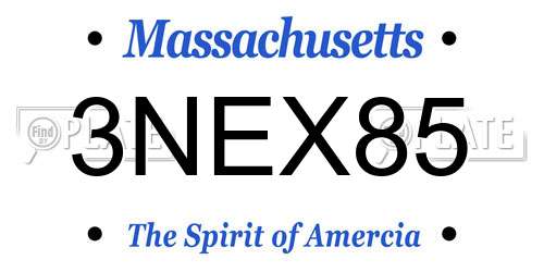 3NEX85 Massachusetts License Plate