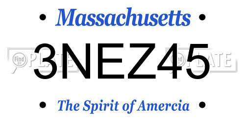 3NEZ45 Massachusetts License Plate