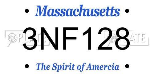3NF128 Massachusetts License Plate
