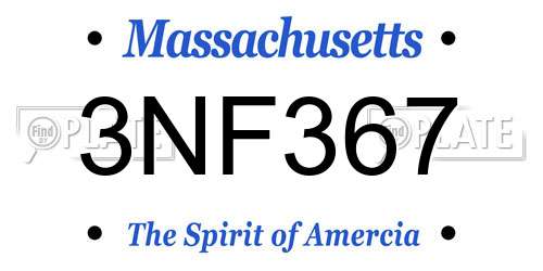 3NF367 Massachusetts License Plate