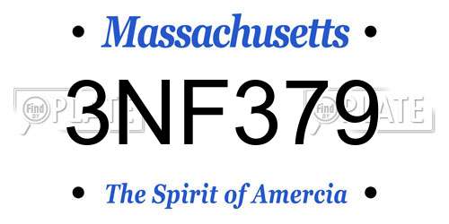 3NF379 Massachusetts License Plate