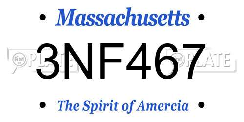 3NF467 Massachusetts License Plate