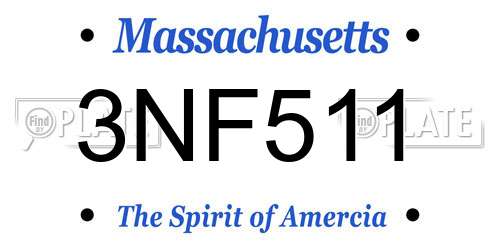 3NF511 Massachusetts License Plate