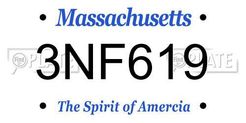 3NF619 Massachusetts License Plate