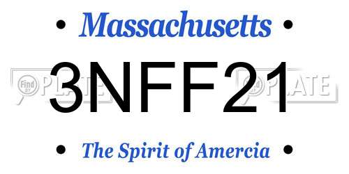 3NFF21 Massachusetts License Plate
