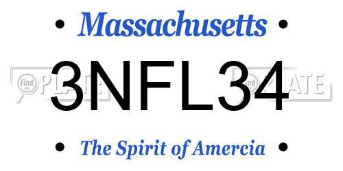 3NFL34 Massachusetts License Plate