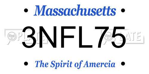 3NFL75 Massachusetts License Plate