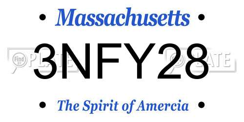 3NFY28 Massachusetts License Plate