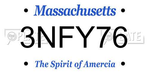 3NFY76 Massachusetts License Plate