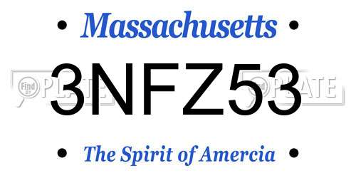 3NFZ53 Massachusetts License Plate