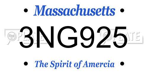 3NG925 Massachusetts License Plate