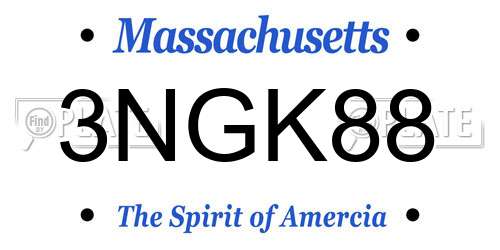 3NGK88 Massachusetts License Plate