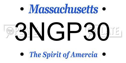 3NGP30 Massachusetts License Plate